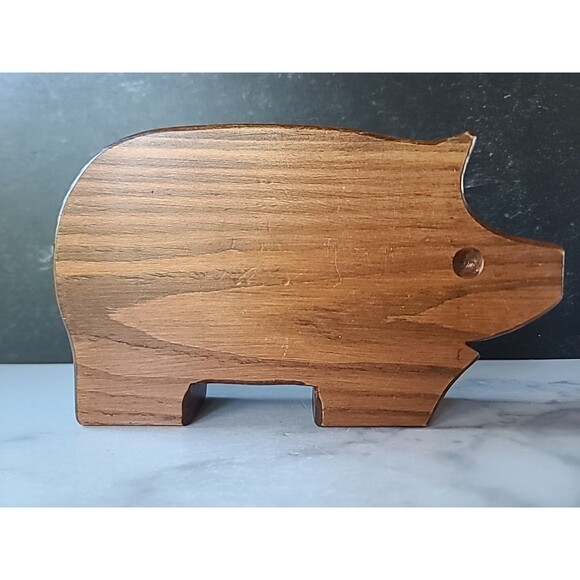 Pen Holder Handmade Wooden Pig Shaped Vintage - Picture 2 of 10